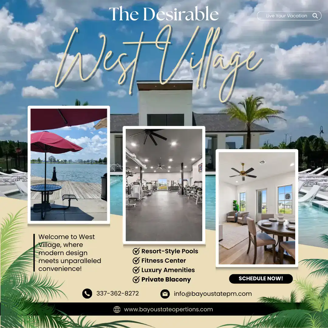 Elegant West Village property with resort-style pools, fitness center, and luxurious amenities for a premium lifestyle.
